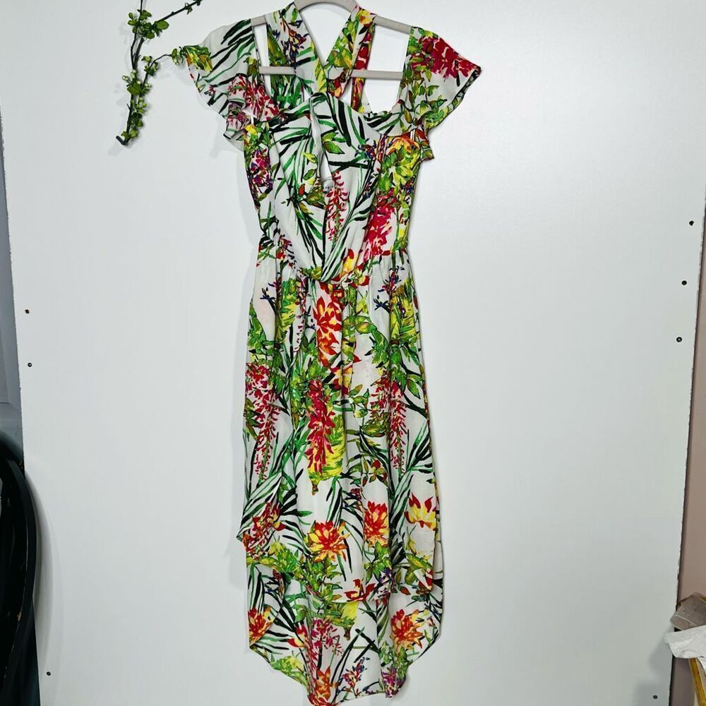 Adelyn Rae Tropical Floral Dress Hi-Low NWT!